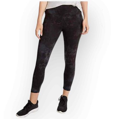 Danskin Women’s High Rise 7/8 Leggings, Dark Blue/Black Marble Style 919M